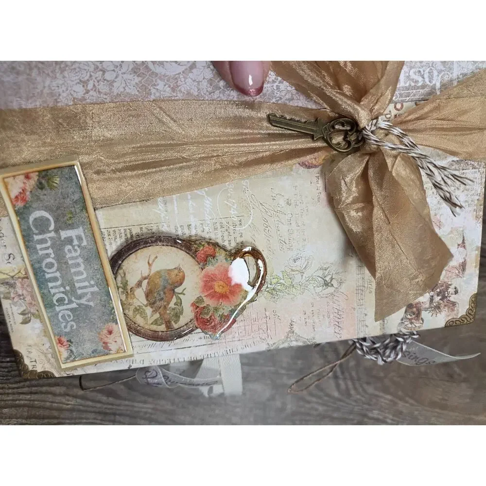 Family Chronicles Vintage Look Junk Journal Album Pre-Made Ready for Pictures